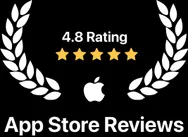 4.8 rating on the App Store, five stars