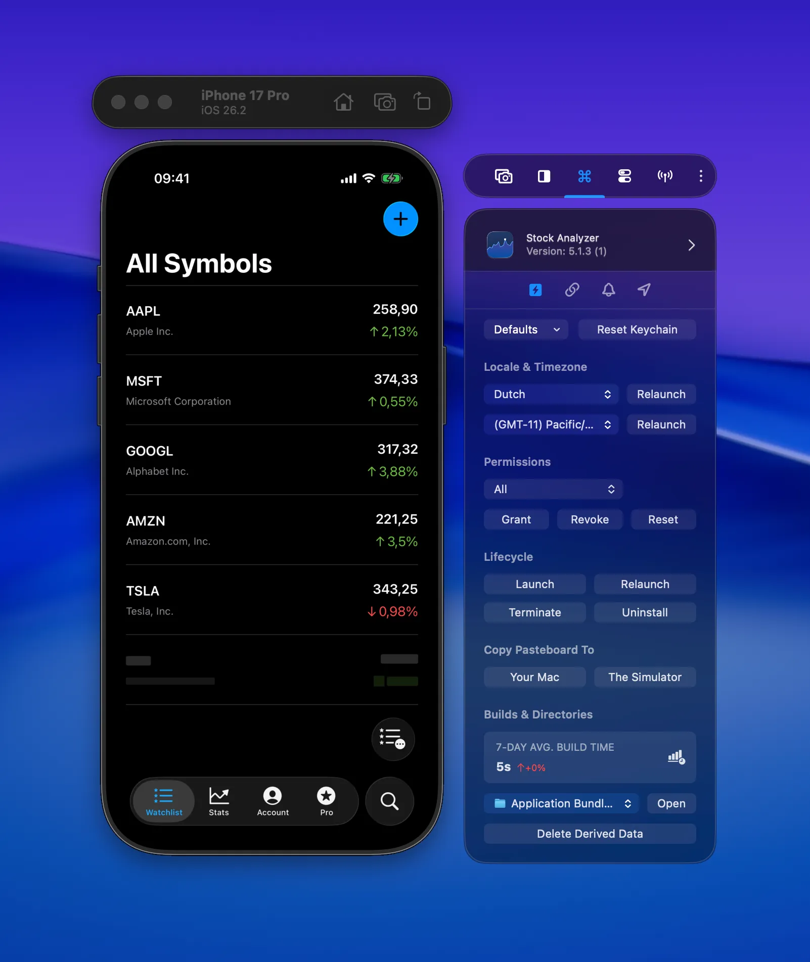 General app actions window pane