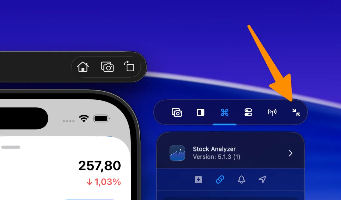 Side window showing the quick minimize state while the Command key is held.
