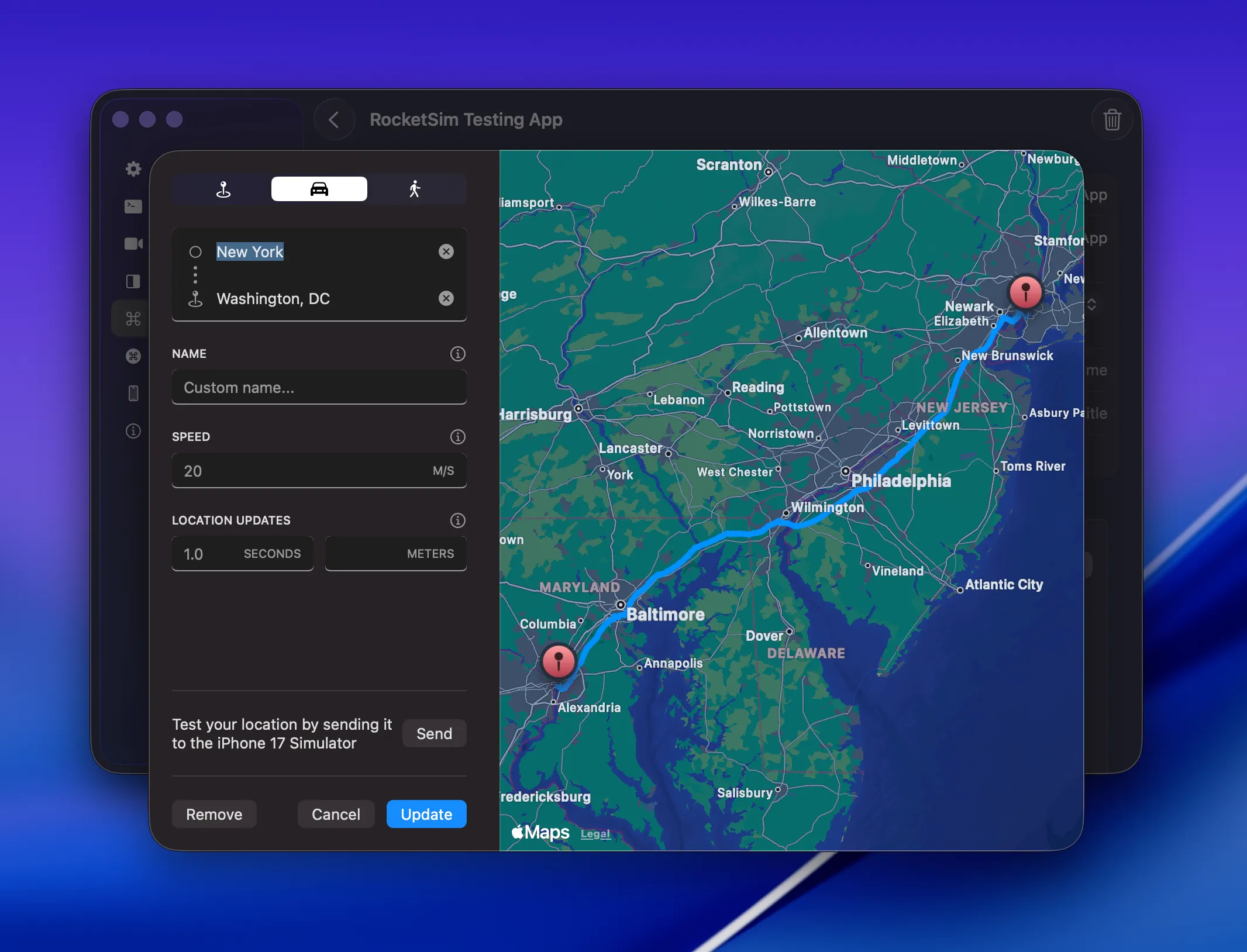 Creating a car route App Action