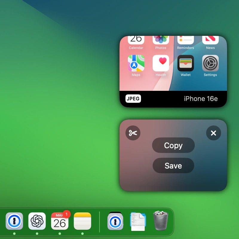 All your simulator captures appear as floating windows on the side, stackable.