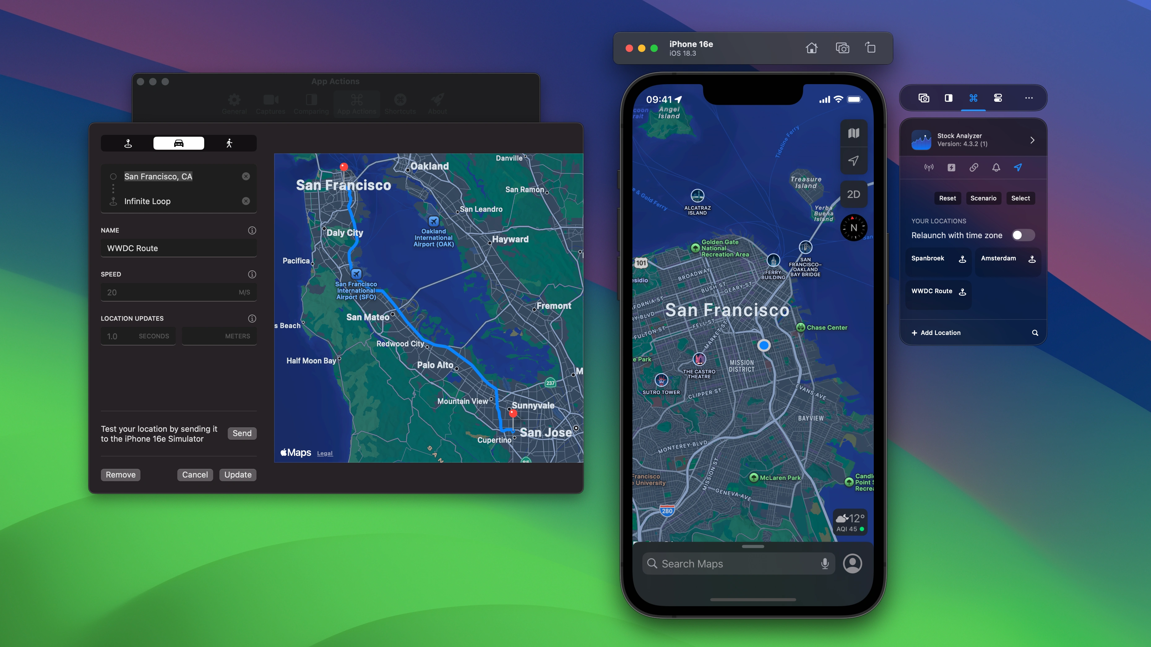 Single locations or automobile and walking routes: Test them right in the Simulator.