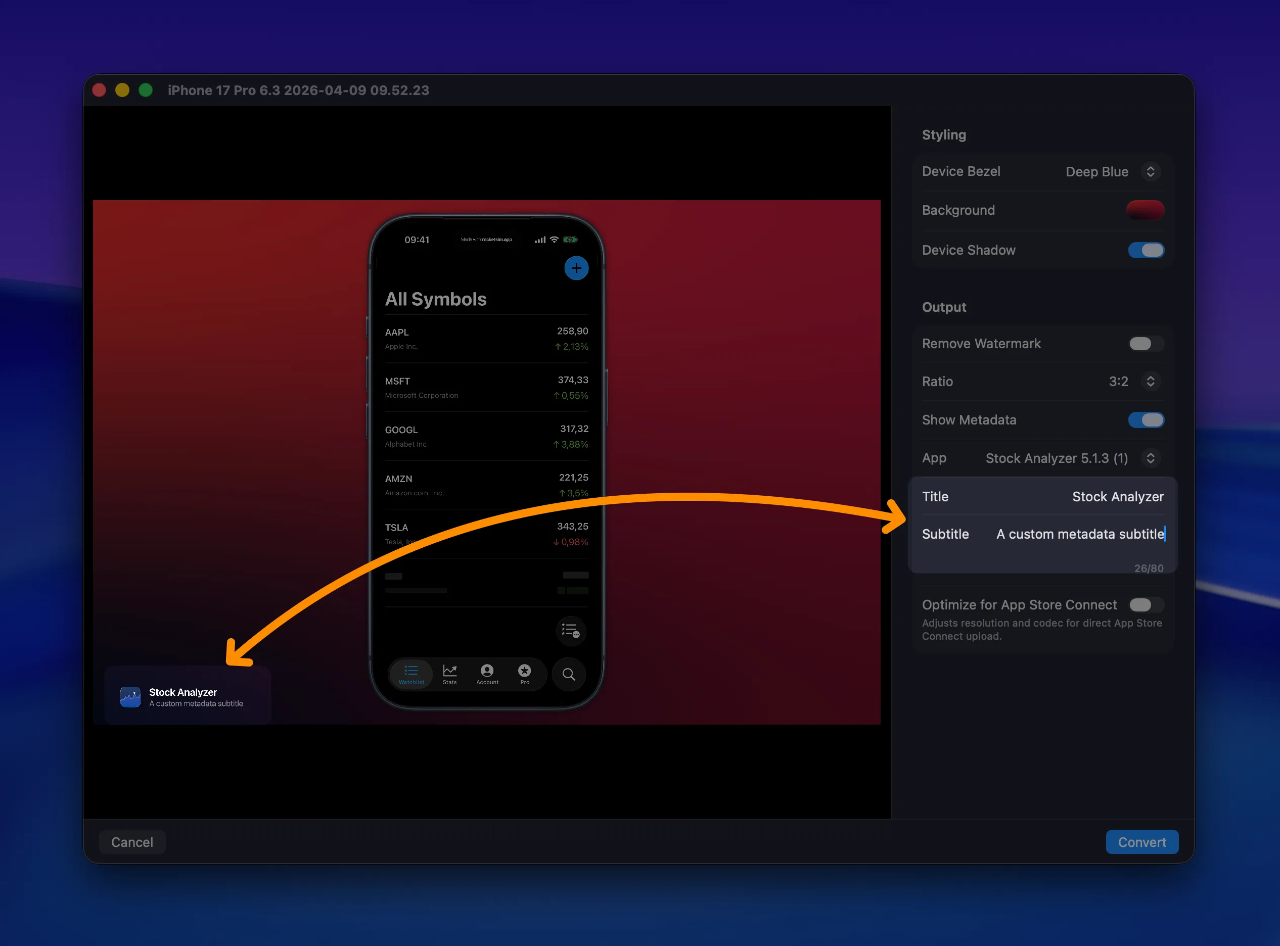Recording background with app icon, title, and subtitle