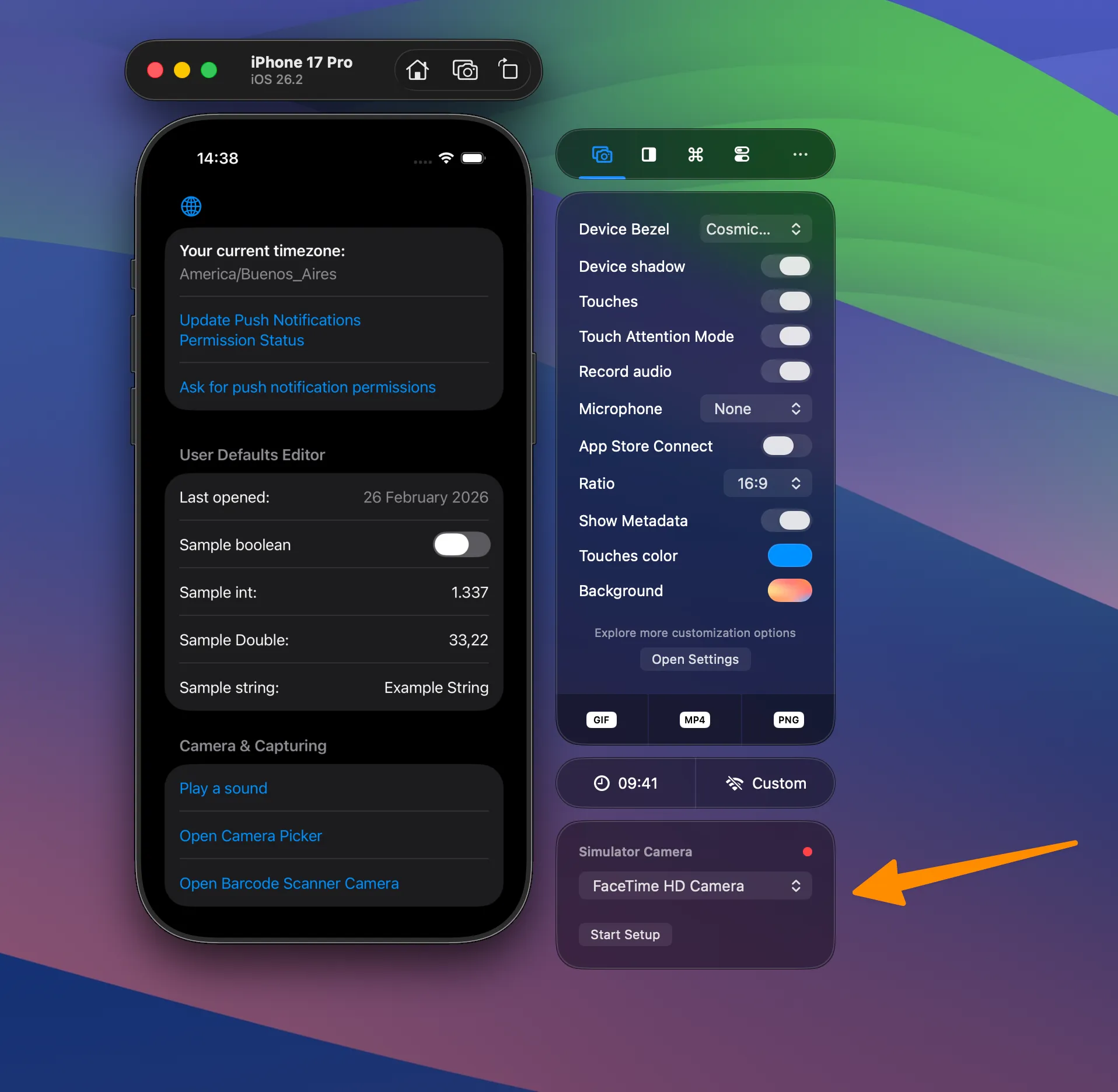 The side window in its state after camera permissions have been granted.