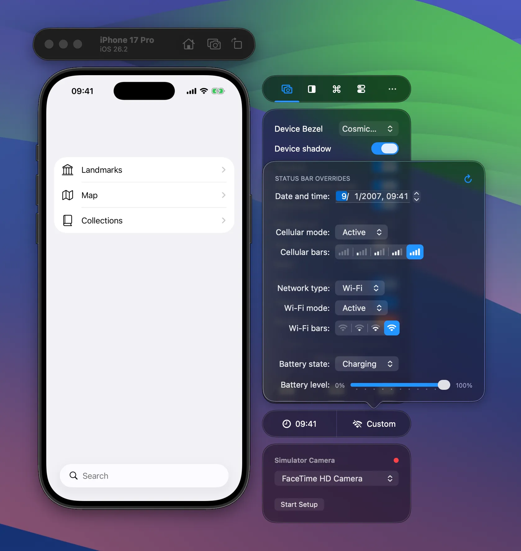Custom status bar appearance
