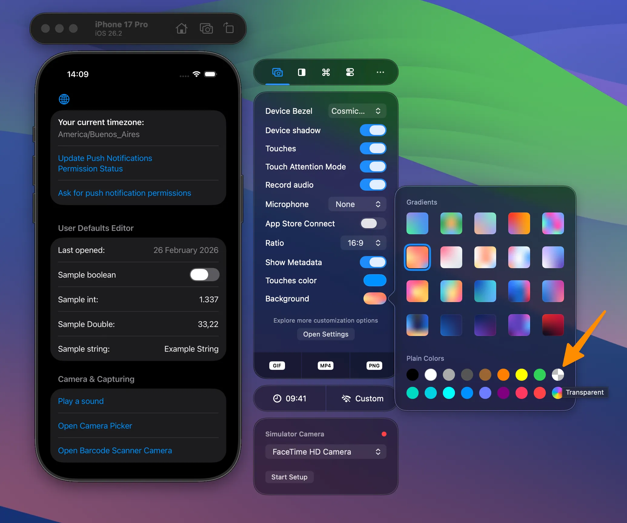 Transparent background setting in Captures