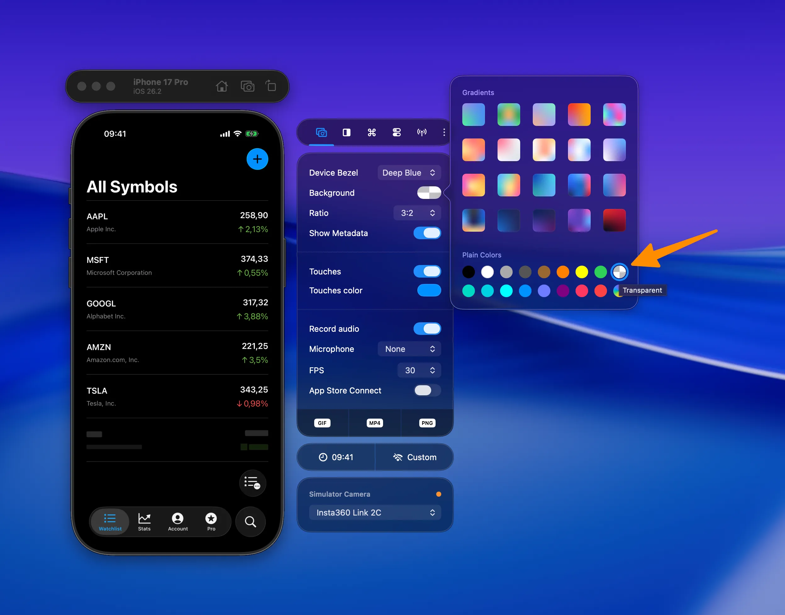 Transparent background setting in Captures